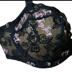 Victoria's Secret Y2K Sheer Black Lace Very Sexy Tassel Bra 36C